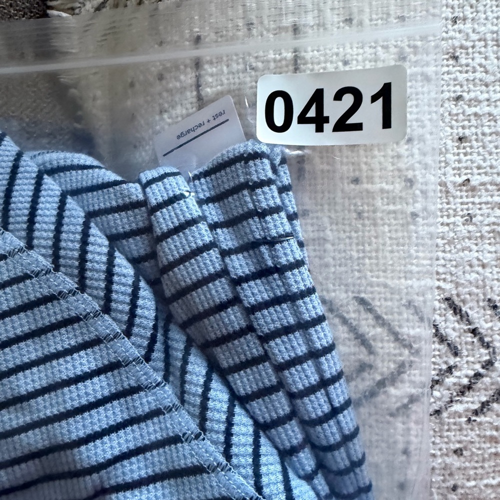 Jockey Women's Loungewear Waffle Union Suit Pajamas S Blue Stripe NEW - Picture 8 of 9